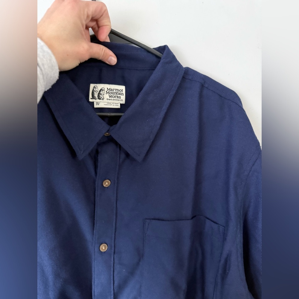 Marmot Fairfax Lightweight Flannel Shirt Button Down Casual Shirt Navy Blue XXL - Picture 3 of 10